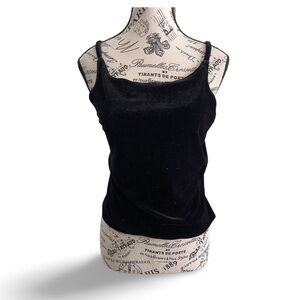 Gemilli Black Velvet Camisole | 90s Minimal Goth Stretch Tank M-L